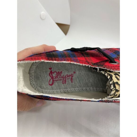 Jellypop Black & Red Plaid Leopard Kory Sneaker - Women Size 8.5 - Picture 9 of 15